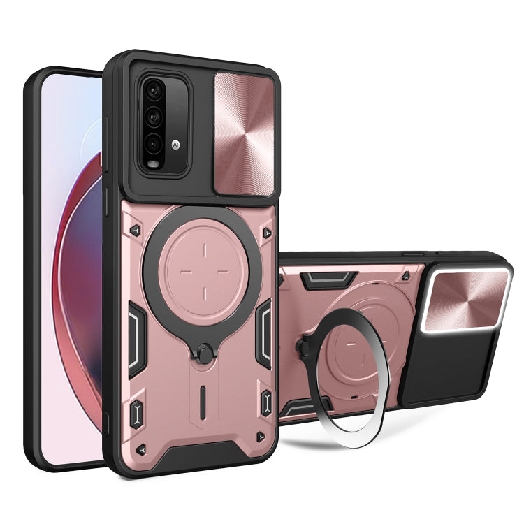 For Xiaomi Redmi Note 9 4G / Poco M3 CD Texture Sliding Camshield Magnetic Holder Phone Case(Pink) - free shipping - PMC TechLife - Order now!