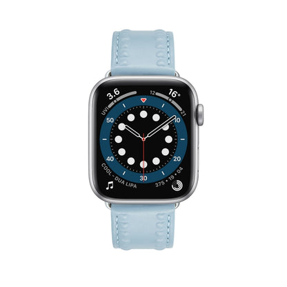 Embossed Love Genuine Leather Watch Band For Apple Watch 2 38mm(Blue) - Watch Bands by PMC Jewellery | Online Shopping South Africa | PMC Jewellery