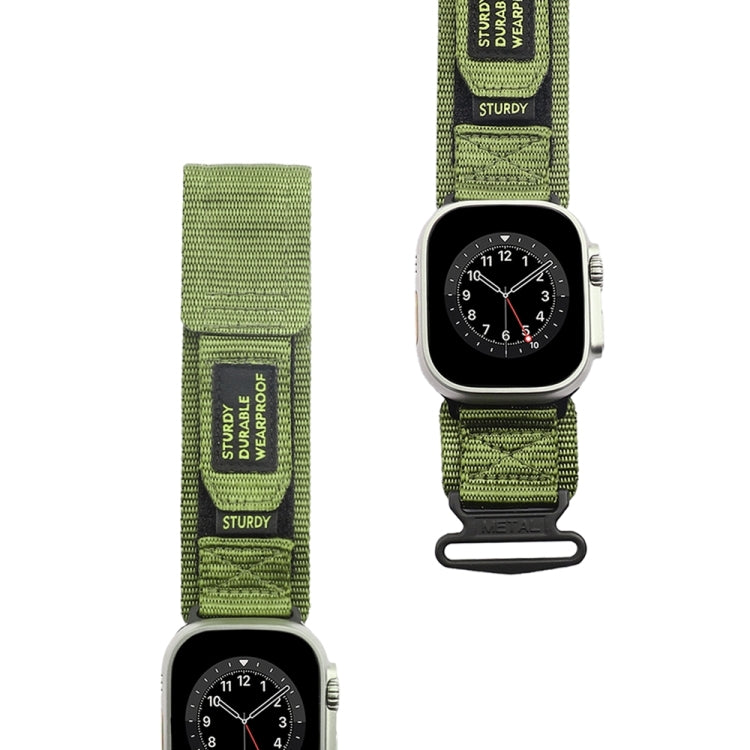 Nylon Two Section Watch Band For Apple Watch 8 41mm(Dark Green) - Watch Bands by PMC TechLife | Online Shopping South Africa | PMC TechLife