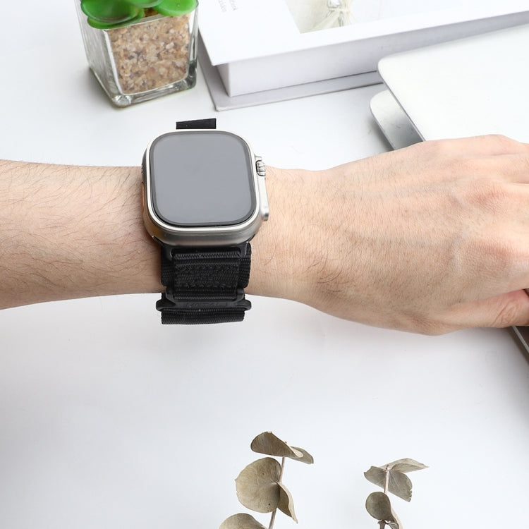Nylon Two Section Watch Band For Apple Watch 8 45mm(Black) - Watch Bands by PMC TechLife | Online Shopping South Africa | PMC TechLife