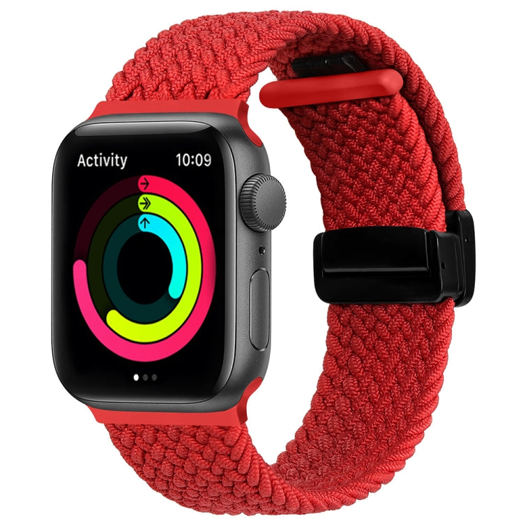 Magnetic Fold Clasp Woven Watch Band For Apple Watch 8 41mm(Red) - Watch Bands by PMC Jewellery | Online Shopping South Africa | PMC Jewellery