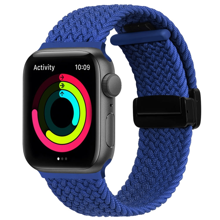 Magnetic Fold Clasp Woven Watch Band For Apple Watch 8 45mm(Blue) - Watch Bands by PMC TechLife | Online Shopping South Africa | PMC TechLife