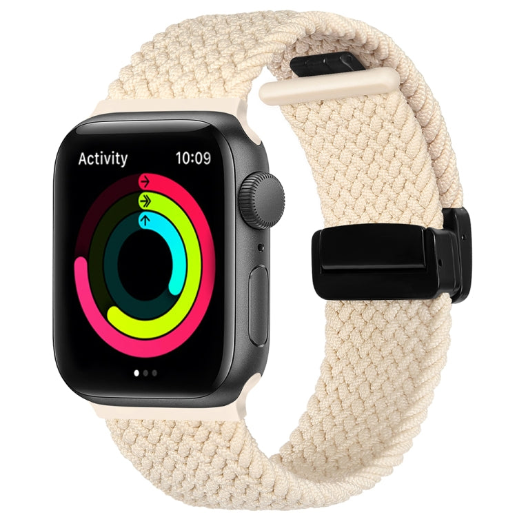 Magnetic Fold Clasp Woven Watch Band For Apple Watch 7 45mm(Starlight Color) - Watch Bands by PMC TechLife | Online Shopping South Africa | PMC TechLife