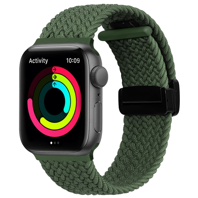 Magnetic Fold Clasp Woven Watch Band For Apple Watch 5 44mm(Green) - Watch Bands by PMC TechLife | Online Shopping South Africa | PMC TechLife