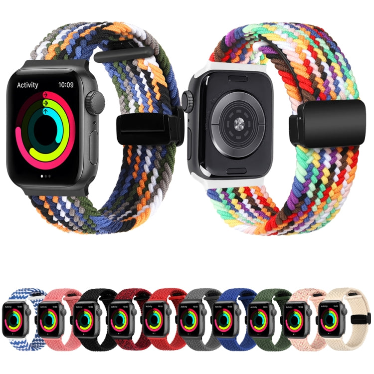 Magnetic Fold Clasp Woven Watch Band For Apple Watch 8 45mm(Pink) - Watch Bands by PMC TechLife | Online Shopping South Africa | PMC TechLife