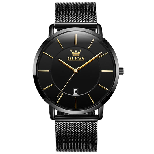 OLEVS 5869 Men Business Waterproof Steel Strap Quartz Watch(Black) - Metal Strap Watches by OLEVS | Online Shopping South Africa | PMC Jewellery