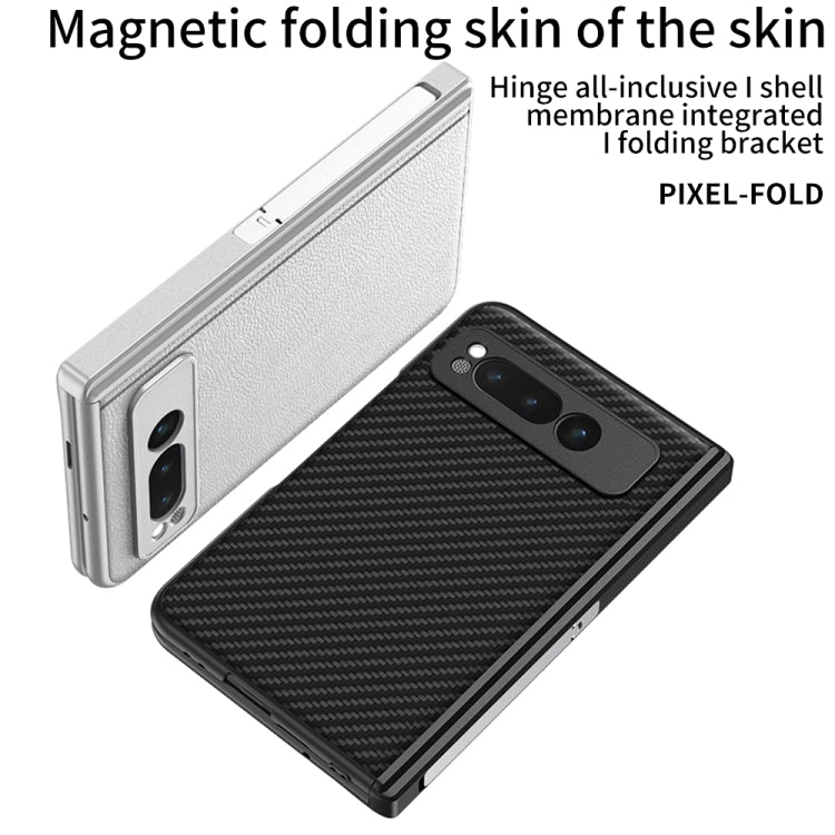 For Google Pixel Fold GKK Integrated Fold Hinge Leather Phone Case with Holder(White) - Google Cases by GKK | Online Shopping South Africa | PMC Jewellery