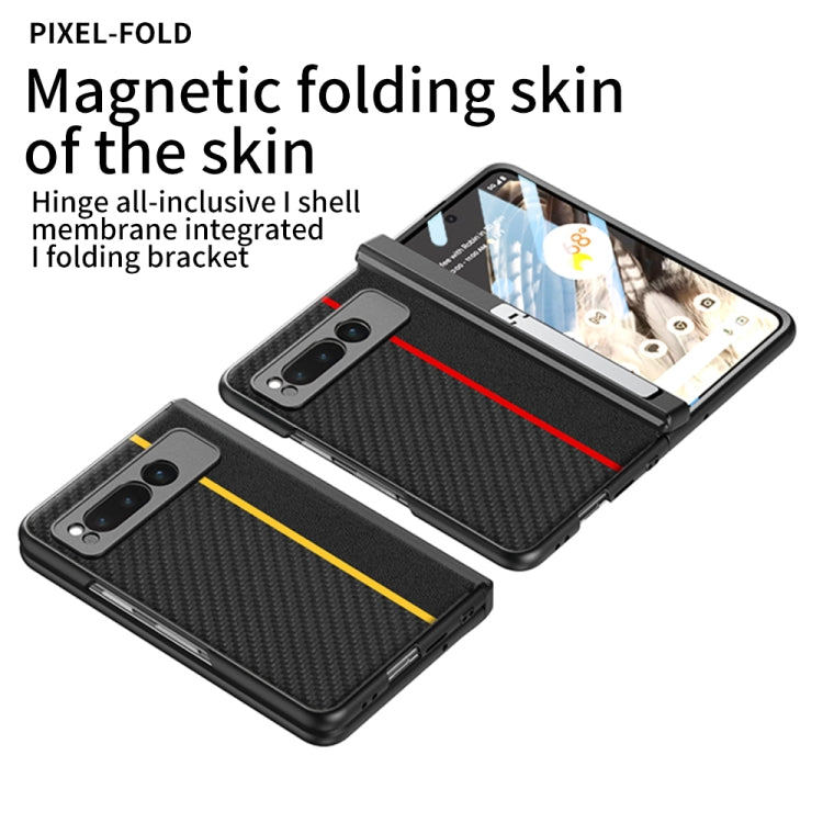 For Google Pixel Fold GKK Integrated Contrast Color Fold Hinge Leather Phone Case with Holder(Yellow) - Google Cases by GKK | Online Shopping South Africa | PMC Jewellery