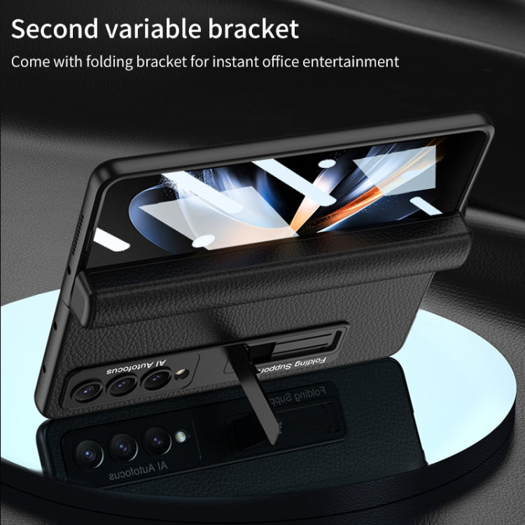 For Samsung Galaxy Z Fold4 GKK Integrated Fold Hinge Leather Phone Case with Holder(Black) - free shipping - PMC TechLife - Order now!