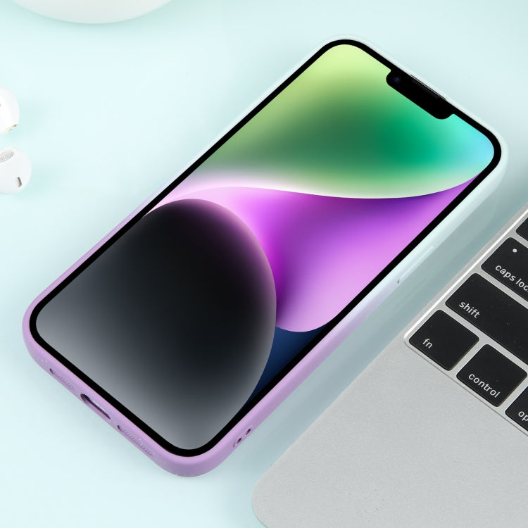 For iPhone 14 Gradient Starry Silicone Phone Case with Lens Film(White Purple) - free shipping - PMC TechLife - Order now!