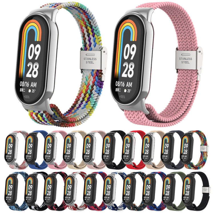 For Xiaomi Mi Band 8 Metal Head + Adjustable Nylon Braided Steel Buckle Watch Band(Blue Red) - Watch Bands by PMC Jewellery | Online Shopping South Africa | PMC Jewellery