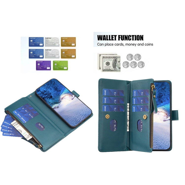 For iPhone 11 Pro Max 9 Card Slots Zipper Wallet Leather Flip Phone Case(Green) - free shipping - PMC TechLife - Order now!