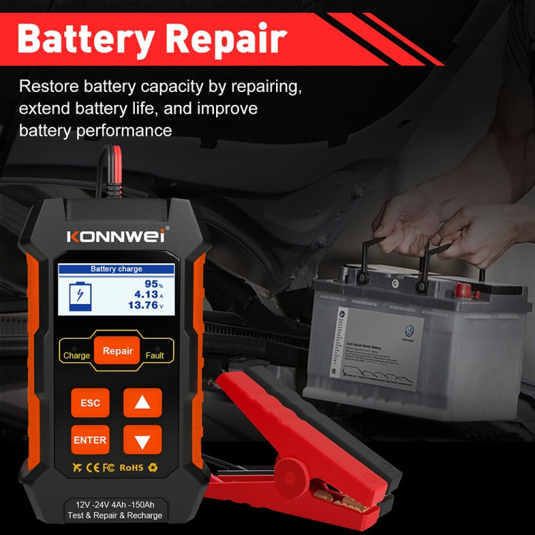 KONNWEI KW520 12V / 24V 3 in 1 Car Battery Tester with Detection & Repair & Charging Function(EU Plug) - Code Readers & Scan Tools by KONNWEI | Online Shopping South Africa | PMC TechLife | Buy Now Pay Later Mobicred