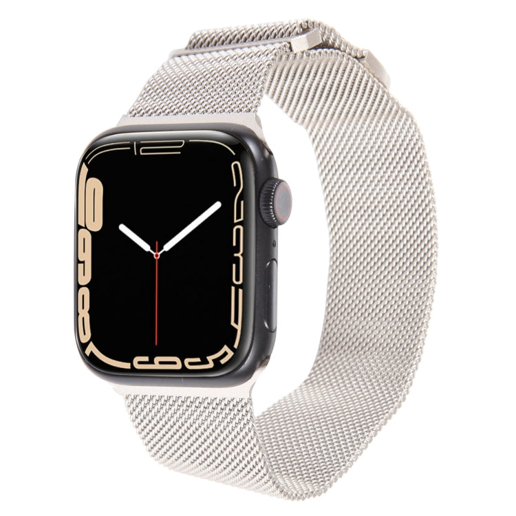 For Apple Watch 7 45mm Milanese Metal Magnetic Watch Band(Starlight) - Watch Bands by PMC Jewellery | Online Shopping South Africa | PMC Jewellery