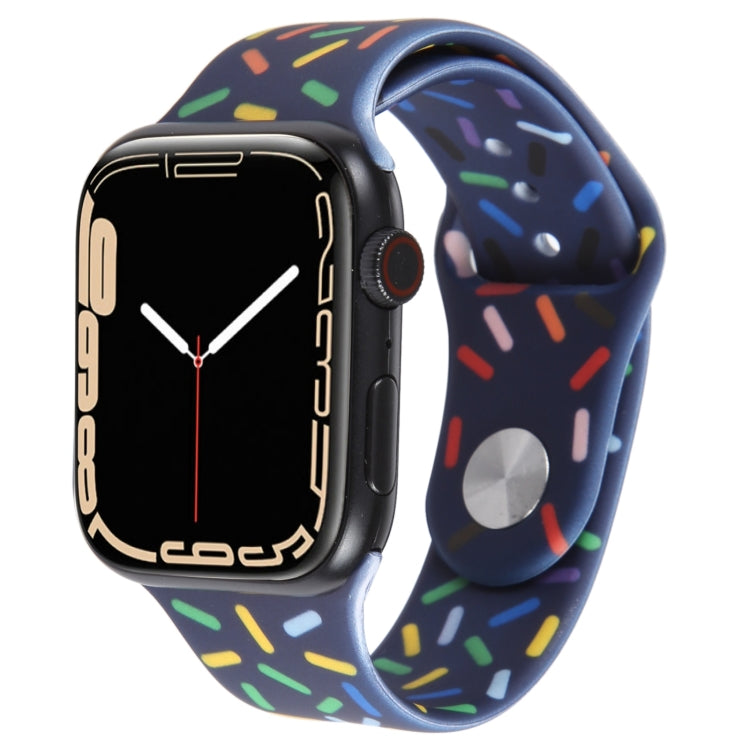Rainbow Raindrops Silicone Watch Band For Apple Watch 8 41mm(Midnight) - Watch Bands by PMC TechLife | Online Shopping South Africa | PMC TechLife