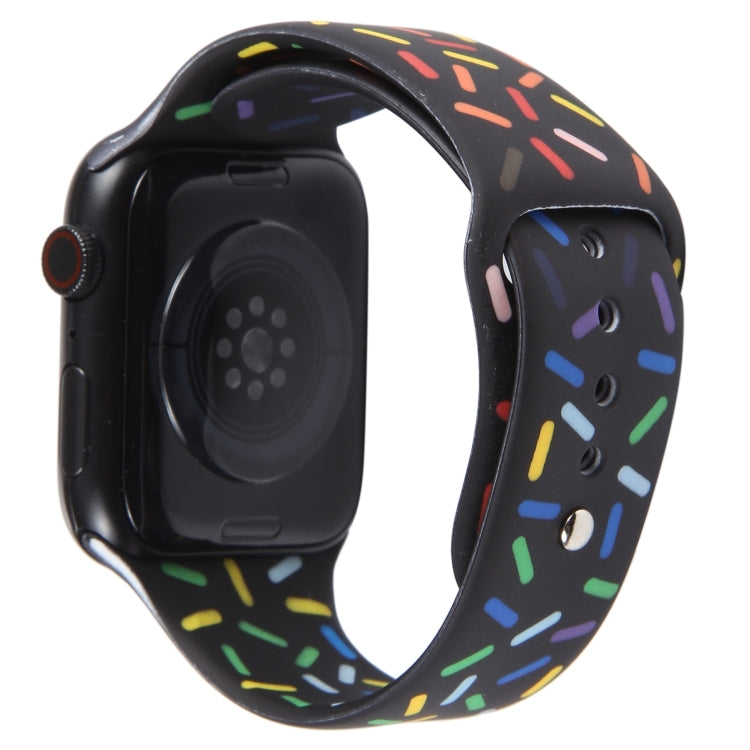 Rainbow Raindrops Silicone Watch Band For Apple Watch 8 41mm(Black) - Watch Bands by PMC Jewellery | Online Shopping South Africa | PMC Jewellery