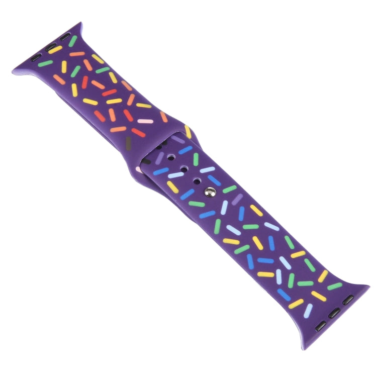 Rainbow Raindrops Silicone Watch Band For Apple Watch 8 45mm(Dark Purple) - Watch Bands by PMC TechLife | Online Shopping South Africa | PMC TechLife
