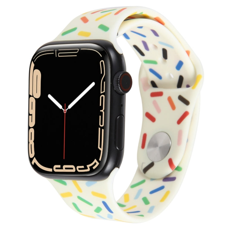 Rainbow Raindrops Silicone Watch Band For Apple Watch 8 45mm(Beige) - Watch Bands by PMC TechLife | Online Shopping South Africa | PMC TechLife