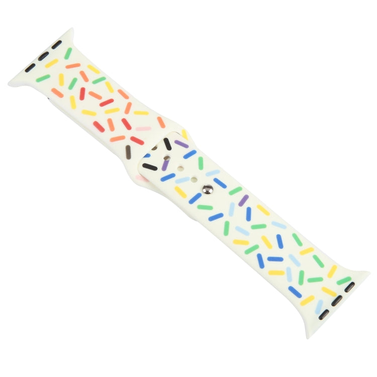 Rainbow Raindrops Silicone Watch Band For Apple Watch 8 45mm(Beige) - Watch Bands by PMC TechLife | Online Shopping South Africa | PMC TechLife