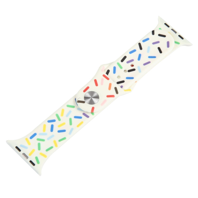 Rainbow Raindrops Silicone Watch Band For Apple Watch 8 45mm(Beige) - Watch Bands by PMC TechLife | Online Shopping South Africa | PMC TechLife
