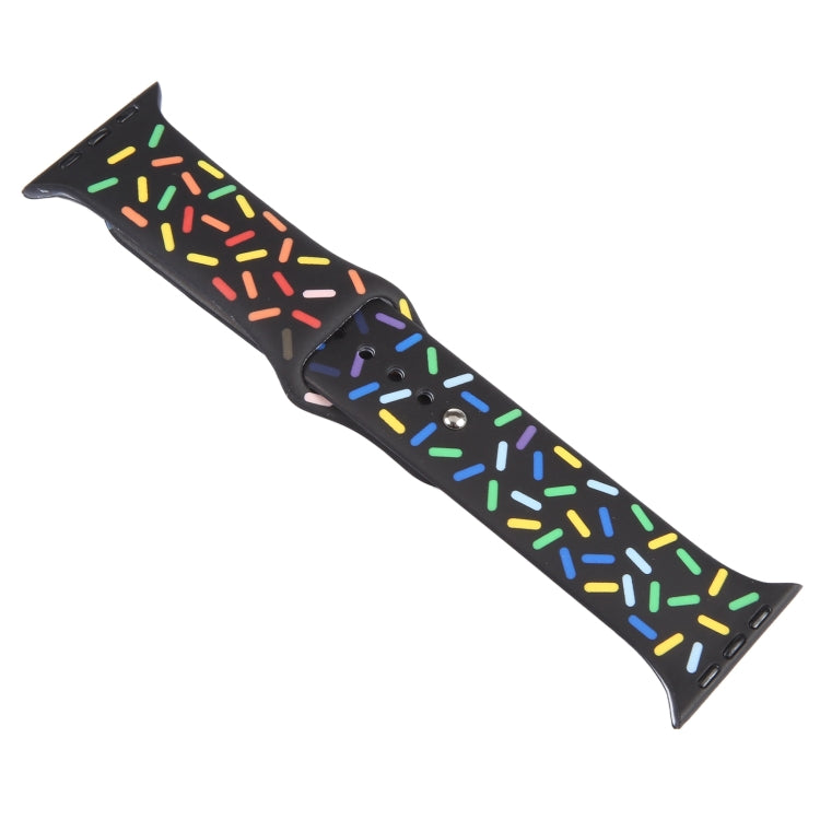 Rainbow Raindrops Silicone Watch Band For Apple Watch 7 41mm(Black) - Watch Bands by PMC TechLife | Online Shopping South Africa | PMC TechLife