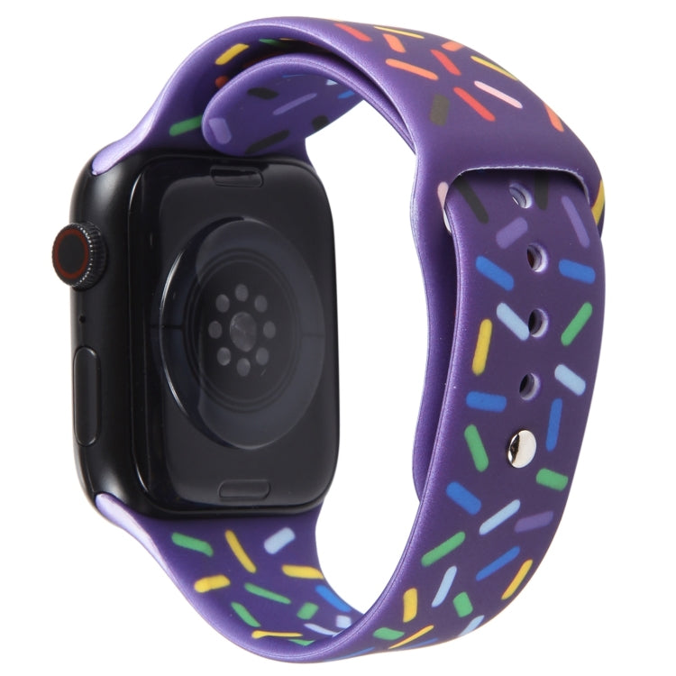 Rainbow Raindrops Silicone Watch Band For Apple Watch 7 45mm(Dark Purple) - Watch Bands by PMC TechLife | Online Shopping South Africa | PMC TechLife