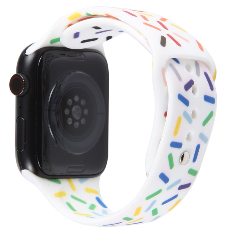 Rainbow Raindrops Silicone Watch Band For Apple Watch SE 2022 44mm(White) - Watch Bands by PMC TechLife | Online Shopping South Africa | PMC TechLife
