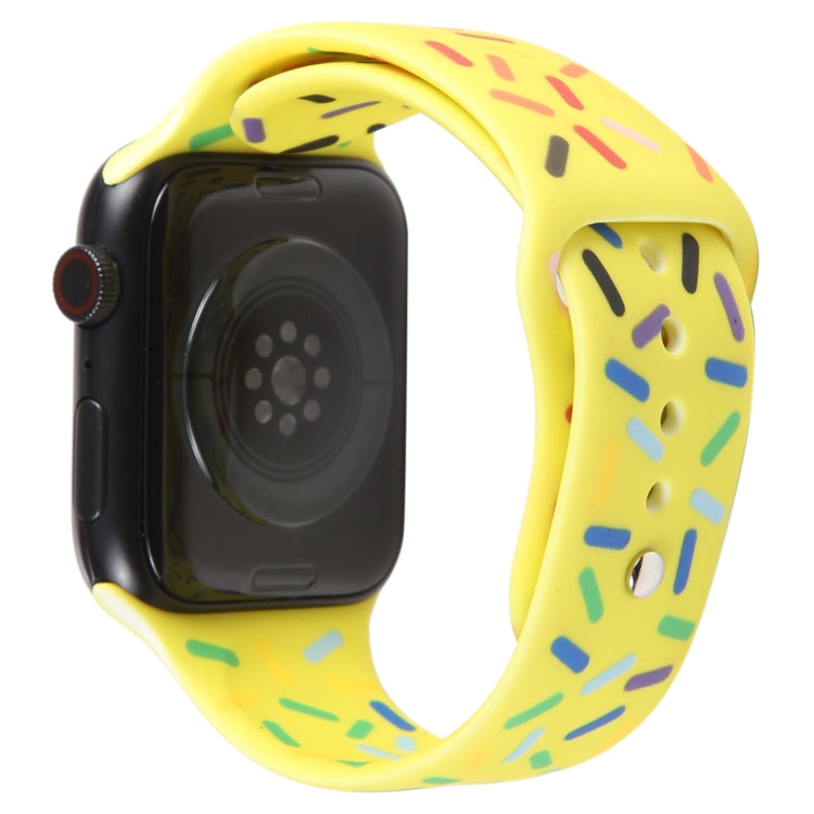 Rainbow Raindrops Silicone Watch Band For Apple Watch SE 2022 44mm(Yellow) - Watch Bands by PMC TechLife | Online Shopping South Africa | PMC TechLife