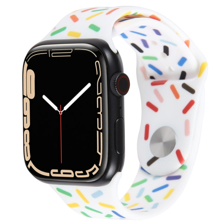 Rainbow Raindrops Silicone Watch Band For Apple Watch SE 44mm(White) - Watch Bands by PMC TechLife | Online Shopping South Africa | PMC TechLife