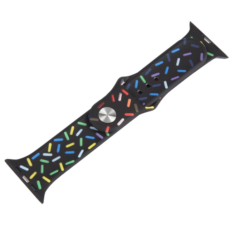 Rainbow Raindrops Silicone Watch Band For Apple Watch SE 44mm(Black) - Watch Bands by PMC TechLife | Online Shopping South Africa | PMC TechLife