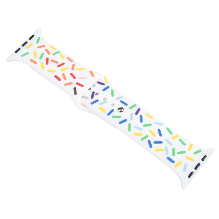 Rainbow Raindrops Silicone Watch Band For Apple Watch 6 44mm(White) - Watch Bands by PMC TechLife | Online Shopping South Africa | PMC TechLife