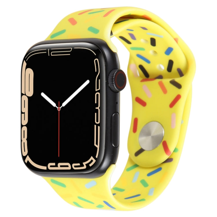 Rainbow Raindrops Silicone Watch Band For Apple Watch 6 44mm(Yellow) - Watch Bands by PMC TechLife | Online Shopping South Africa | PMC TechLife