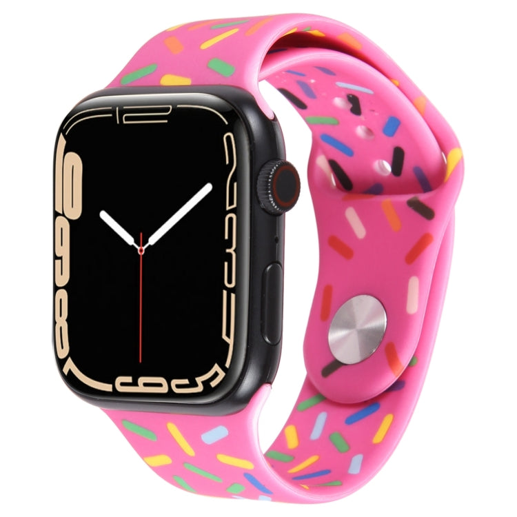 Rainbow Raindrops Silicone Watch Band For Apple Watch 3 38mm(Rose Red) - Watch Bands by PMC TechLife | Online Shopping South Africa | PMC TechLife