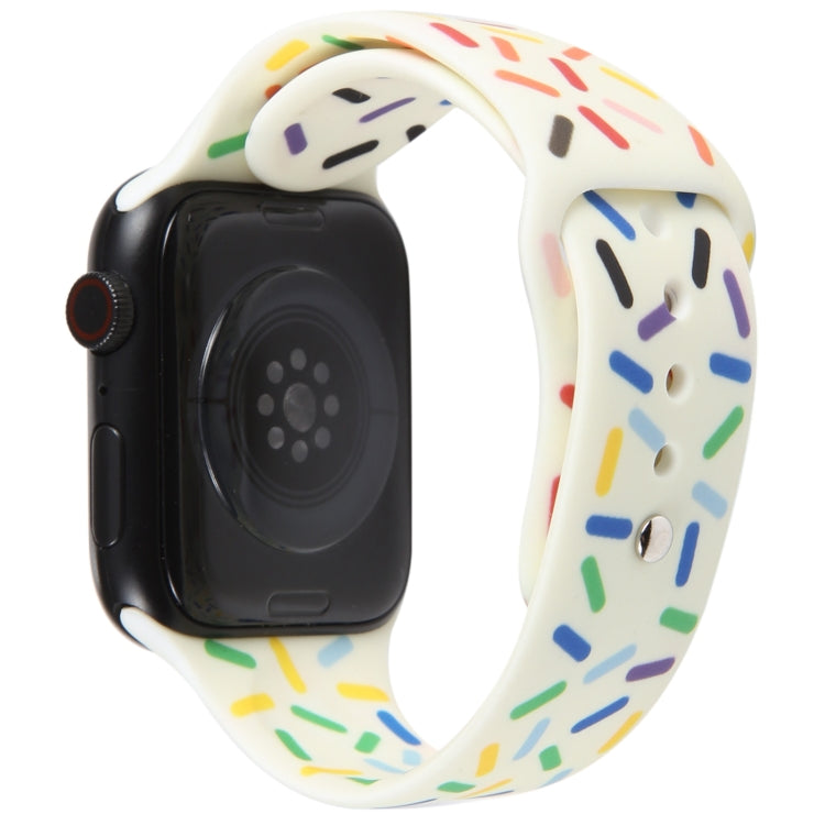 Rainbow Raindrops Silicone Watch Band For Apple Watch 2 38mm(Beige) - Watch Bands by PMC TechLife | Online Shopping South Africa | PMC TechLife