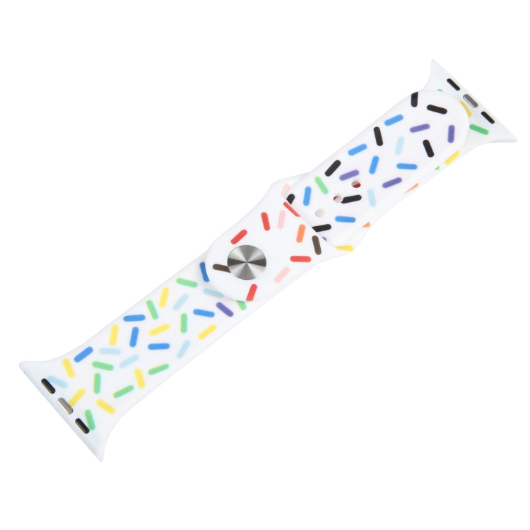 Rainbow Raindrops Silicone Watch Band For Apple Watch 42mm(White) - Watch Bands by PMC TechLife | Online Shopping South Africa | PMC TechLife