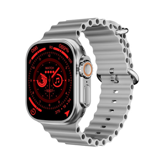 WS-E9 Ultra 2.2 inch IP67 Waterproof Metal Buckle Ocean Silicone Band Smart Watch, Support Heart Rate / NFC(Silver) - Smart Watches by PMC Jewellery | Online Shopping South Africa | PMC Jewellery