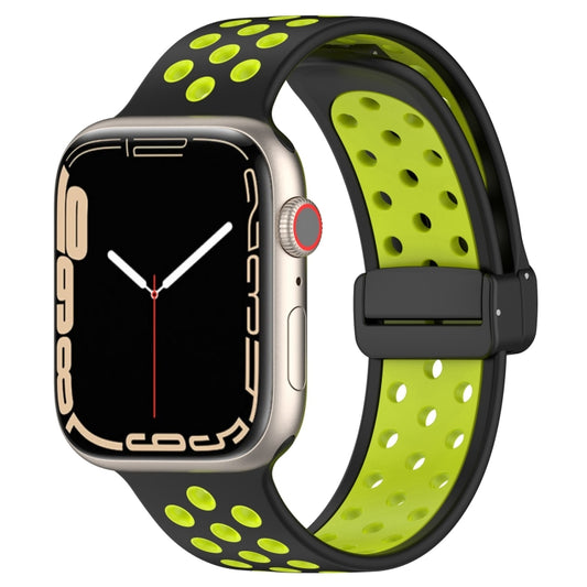 For Apple Watch 8 41mm Magnetic Buckle Silicone Watch Band(Black Limes) - Watch Bands by PMC Jewellery | Online Shopping South Africa | PMC Jewellery