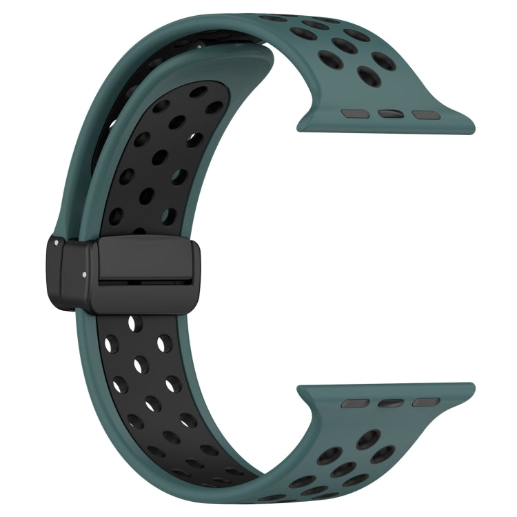 For Apple Watch 7 45mm Magnetic Buckle Silicone Watch Band(Olive Black) - Watch Bands by PMC TechLife | Online Shopping South Africa | PMC TechLife