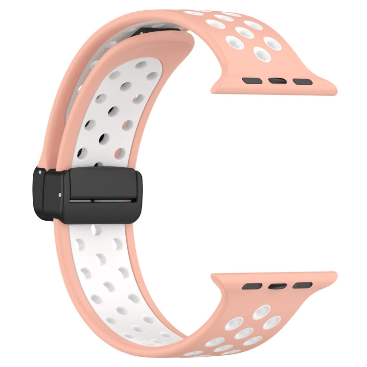 For Apple Watch SE 40mm Magnetic Buckle Silicone Watch Band(Pink White) - Watch Bands by PMC Jewellery | Online Shopping South Africa | PMC Jewellery