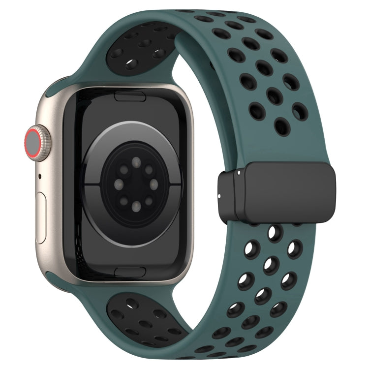 For Apple Watch 2 42mm Magnetic Buckle Silicone Watch Band(Olive Black) - Watch Bands by PMC TechLife | Online Shopping South Africa | PMC TechLife