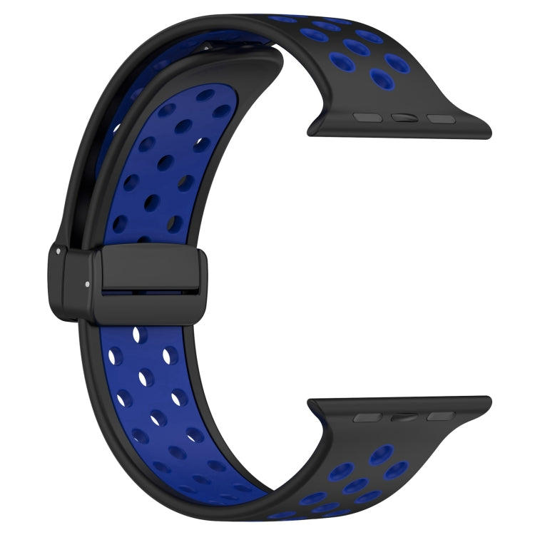 For Apple Watch 2 42mm Magnetic Buckle Silicone Watch Band(Black Blue) - Watch Bands by PMC TechLife | Online Shopping South Africa | PMC TechLife