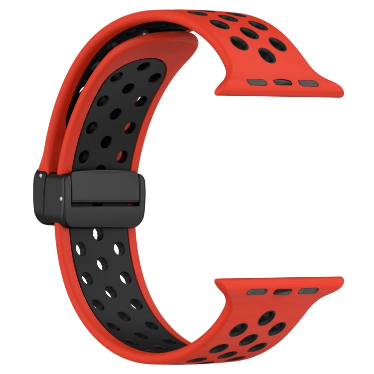 For Apple Watch 2 38mm Magnetic Buckle Silicone Watch Band(Red Black) - Watch Bands by PMC TechLife | Online Shopping South Africa | PMC TechLife