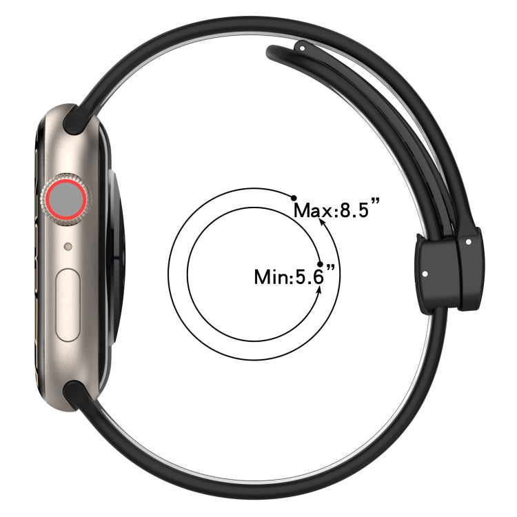 For Apple Watch 2 38mm Magnetic Buckle Silicone Watch Band(Black Red) - Watch Bands by PMC TechLife | Online Shopping South Africa | PMC TechLife