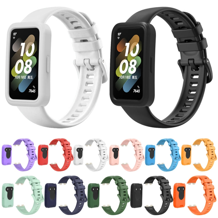For Huawei Band 8 Silicone Protective Case + Silicone Watch Band Kit(Sky Blue) - Watch Bands by PMC TechLife | Online Shopping South Africa | PMC TechLife