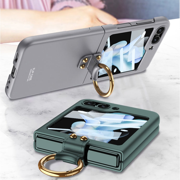 For Samsung Galaxy Z Flip5 GKK Ultra-thin PC Full Coverage Phone Case with Ring Holder / Tempered Film(Purple) - Galaxy Z Flip5 Cases by GKK | Online Shopping South Africa | PMC TechLife