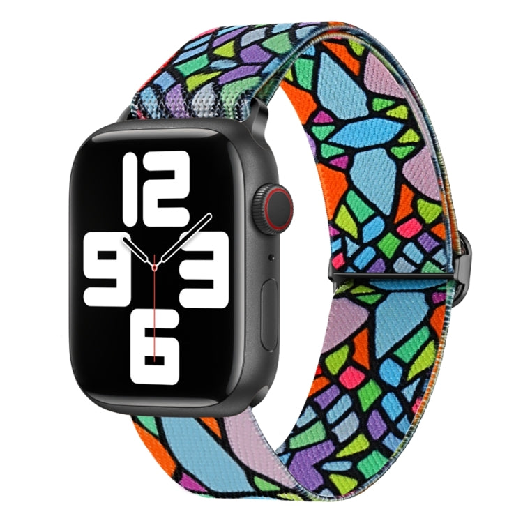 For Apple Watch 8 41mm Painted Pattern Nylon Replacement Watch Band(Geometric Rainbow) - Watch Bands by PMC TechLife | Online Shopping South Africa | PMC TechLife