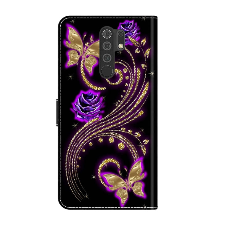 For Xiaomi Redmi 9 Crystal 3D Shockproof Protective Leather Phone Case(Purple Flower Butterfly) - free shipping - PMC TechLife - Order now!