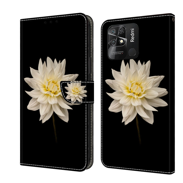 For Xiaomi Redmi 10C Crystal 3D Shockproof Protective Leather Phone Case(White Flower) - Xiaomi Cases by PMC Jewellery | Online Shopping South Africa | PMC Jewellery