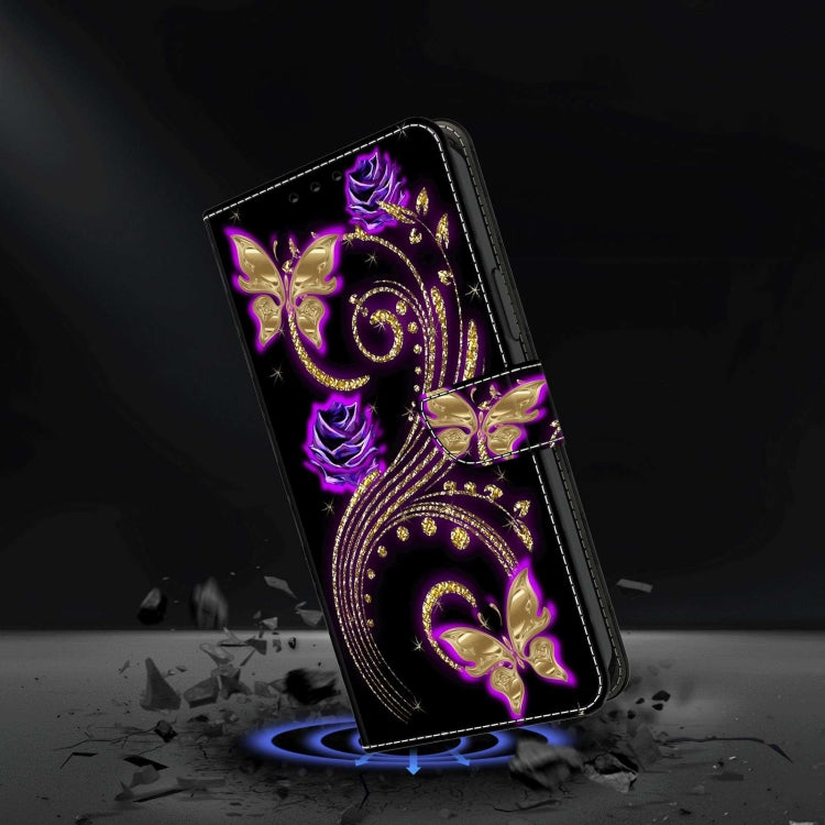 For Xiaomi Redmi Note 8T Crystal 3D Shockproof Protective Leather Phone Case(Purple Flower Butterfly) - free shipping - PMC TechLife - Order now!