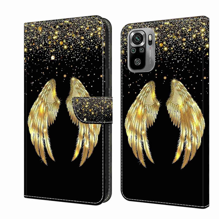 For Xiaomi Redmi Note 10 4G Crystal 3D Shockproof Protective Leather Phone Case(Golden Wings) - Xiaomi Cases by PMC Jewellery | Online Shopping South Africa | PMC Jewellery